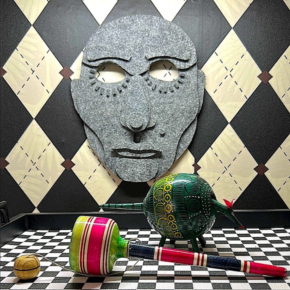 Curated Mexican FolkArt Collection – Oaxacan Amarillo, Balero & Unique Felt Mask - Picture 3 of 17